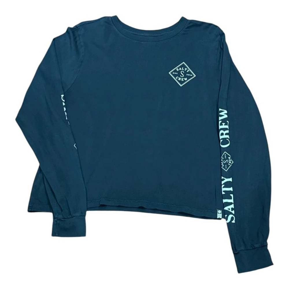 Salty Crew Shirt Mens XL Blue Long Sleeve Graphic Crewneck Sink Swim Logo